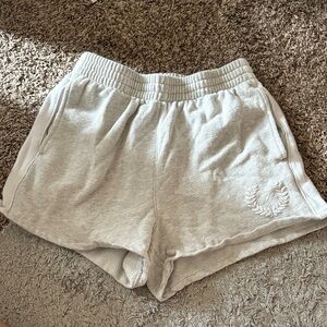 PINK Women's Gray Sweat Shorts with Pockets, white stripe on side fit size small